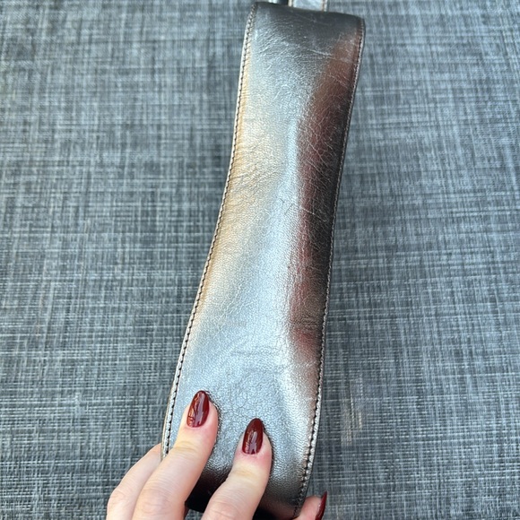 Vintage BALLY Shiny Metallic Silver Shoulder Bag - Picture 3 of 8